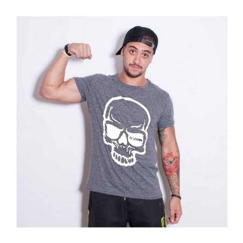 T-shirt KVRA Full Skull gris